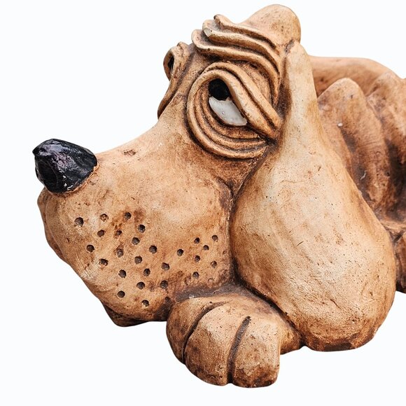 Vintage Bill Vernon Hand Carved Wooden Hound Dog Folk Art Figure Signed 1980 - Picture 8 of 15